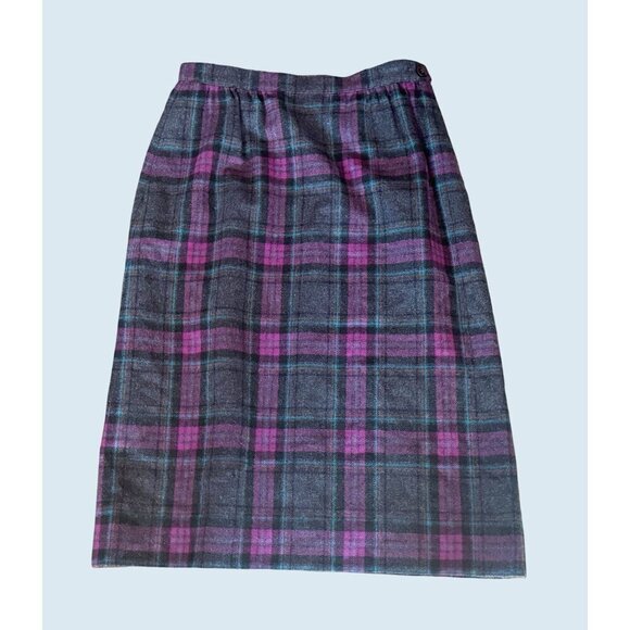 Vintage 1980s Miss Pendleton Wool Plaid Mid Calf Length Skirt Size XS - Picture 2 of 8